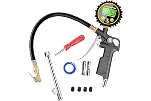 Digital Tyre Inflator Pressure Gauge UK, ATsafepro Heavy Duty Tyre Inflator Air Tool 200 PSI with Rubber Hose and Quick Connect Coupler Air Chuck Compressor Accessories