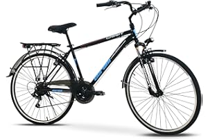 GERONI Bicicletta da Città City Bike CRAFT Bici 28'' Pollici CTB Ammortizzata Uomo Nera Sport Trekking Cambio 21V Velocità