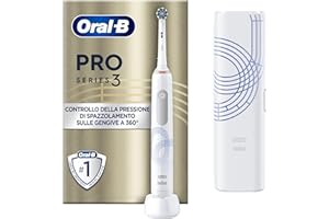 Oral-B Spazzolino Elettrico Ricaricabile Pro Series 3 Bianco, 1 Testina di Ricambio, 1 Custodia da Viaggio. 1 Spazzolino