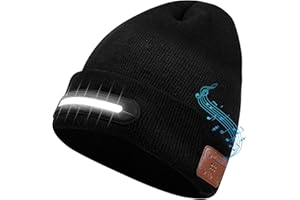 BNEHHOV Gorro Bluetooth con 40 LED y luz, Gorra LED Unisex con Auriculares y Altavoces Estéreo Integrados, Regalos de Cumpleaños para Hombres, Mujeres, él, Marido, Adolescentes (negro)
