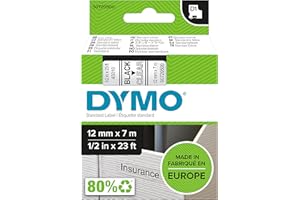 DYMO D1 etichette originali | stampa nera su trasparente | 12 mm x 7 m | etichette autoadesive per etichettatrice LabelManager | 1 Pezzo