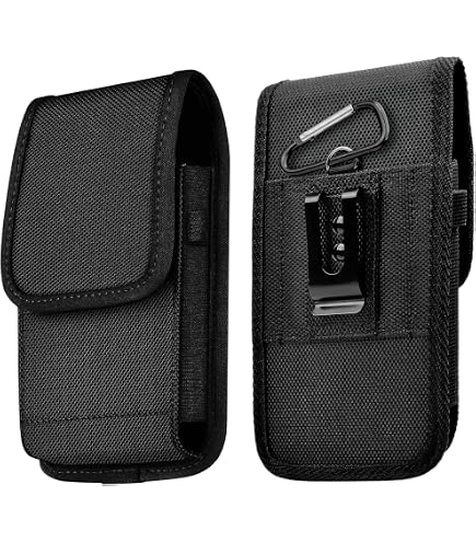 Étui Ceinture Téléphone Nylon Noir - Pour Smartphones 5.8-6.67" - Clip Intégré - Protection 360°