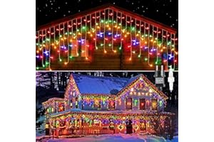 GlobaLink Rideau Lumineux, 20M 800 LEDs Guirlande Lumineuse LED Noël Étanche IP44 avec 8 Mode Rideau Lumineux Pluie Extérieur LED Glaçon Décoration pour Balcon Toit Noël Mariage - Coloré