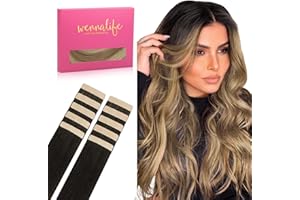 WENNALIFE Doczepiane włosy na taśmie, prawdziwe włosy, ciemnobrązowe do kasztanowca, brązowe i brudny blond, pasemka, 10 sztuk, 30 g, 50 cm, niewidoczne przedłużenie włosów, gładkie, prawdziwe włosy,