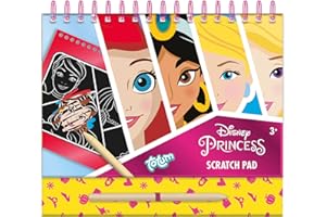 TOTUM Disney Pincess Scratch Book: libro para rascar y colorear con plantillas y pegatinas brillantes con las princesas Disney como Cenicienta, Rapunzel, Belle UVM. Libro de actividades para casa y de viaje