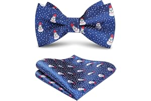 HISDERN Papillon Uomo Natale Regolabile Papillon e Fazzoletto da Taschino Set da Uomo da Formale Natalizi Partito