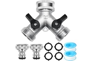 Kulamo 2-drożny rozdzielacz wody 3/4 cala, rozdzielacz Y do przyłącza wody, mosiężny rozdzielacz, regulowany przepływ wody, adapter do pralki, do domu, ogrodu, urządzeń nawadniających