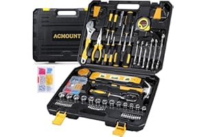 Acmount Caisse A Outil, 145 Pièces Caisse a Outil Complete, Kits D’Outils Valise Outils Portable avec Tournevis CléS à Cliquet Pour La RéParation Et L'Entretien à Domicile Garage