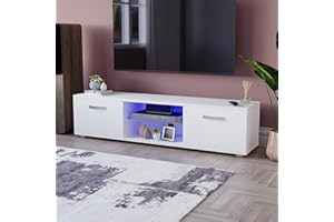 Vida Designs Cosmo LED TV Unit 2 Door Modern Gloss Matte MDF Living Room Cabinet Media Stand Furntiure RGB Light White 160cm