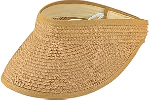 KorhLeoh Women Straw Sun Visor Cap Wide Brim Summer UV Protection Sun Beach Hat Foldable Packable