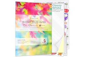 EVG 50 Hojas Blanco Lustrosa Pegatina Para Imprimir A4 | Etiquetas Adhesivas a4 Para Impresoras Láser Y Inyección De Tinta | Papel De Pegatina Para Etiquetado Y Artesanía - Papel Adhesivo A4