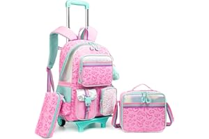 HTgroce Tornister szkolny z kółkami, plecak szkolny, plecak szkolny, na kółkach, tornister szkolny, dla dziewcząt, duży plecak na kółkach, dla dziewcząt, dzieci