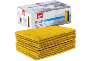 AUTO-PLAST PRODUKT App WS 222 Sanding Fleece Pads, Set of 10, 150 x 230 mm, Yellow, Sanding Fleece for Metal, Wood, Steel & Stainless Steel, Micro-Grain Sanding Wool, Grain Size: 1000-1200