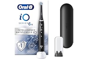Oral-B iO 6N Brosse À Dents Électrique Noire Connectée Bluetooth, 2 Brossettes, 1 Étui De Voyage
