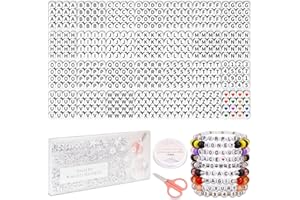 FZIIVQU 1450 Piece Letter Beads Kit - 4x7 mm White Acrylic Alphabet & Number Beads for Jewelry Making & Friendship Bracelet Making