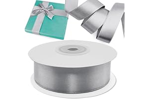 Decoraparty Nastro Argento da 25 mm in Raso, Nastrino Argentato Satin per Confezioni Regalo, Decorazioni, Natale, Elegante Rotolo Bobina Lunghezza 25 Metri