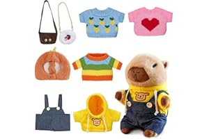 JINFANSHURICH Ropa de 23 cm para Peluche de carpincho, con 5 Prendas, Gorro y 2 Bolsas. Ropa de Peluche para carpincho. Juguete Educativo para niños y niñas a Partir de 3 años.