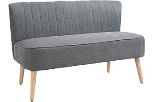 ‎HOMCOM HOMCOM Sofa 2 Sitzer Couch, Kleine Loveseat mit Leinen-Optik Modern Polstersofa für Wohnzimmer, Schlafzimmer, kleinen Raum, Hellgrau 117 x 56,5 x 77 cm