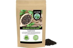 Alpi Nature Malabar Peppar 250g, Premium Svart Pepparkorn, Tigerpeppar, Malabarpeppar