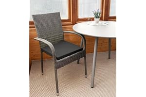 Roseley Waterproof Chair Cushion With Ties Outdoor Seat Pad Removable Water-Resistant Cover Durable Comfy Patio Garden Lawn Seating [Black, 40 x 40 x 4cm]