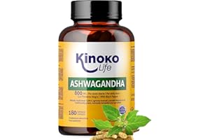 ASHWAGANDHA 800 mg – 180 Capsule | Estratto 10:1 con Pepe Nero (Piperina) | Adattogeno Naturale per Stress, Cortisolo ed Energia Mentale – Kinoko Life
