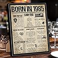 Benjia 1985 Poster Framed UK, Happy 40th Birthday Sign Card Party Decor Supplies Home Decoration Birthday Gift 40 Years Old Wedding Newspaper For Men Women (8x10 inch, Vintage)