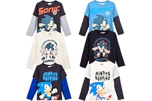 Sonic The Hedgehog – Maglietta a Maniche Lunghe Bambino 100% Cotone | T-Shirt Ufficiale con Stampe Colorate | Abbigliamento Ragazzi Gamer 4-12 Anni