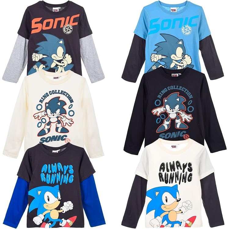 Tuta Bambino Sonic The Hedgehog In Poliestere 100% - Felpa Con Cappuccio E Zip, Stampa Frontale, Taglie 3-8 Anni