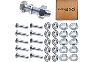EVELYNE M8 Nut, Bolt & Spring Washer Set. 10 pack – M8x30 Bolts, M8 Nuts & M8 Spring Washers