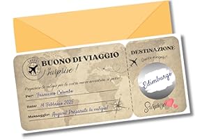 EQUIK PRODUCTS Buono regalo vacanza, viaggio | Biglietto gratta e vinci personalizzato | Regalo coppia, regalo San Valentino, regalo Natale, regalo anniversario | Biglietto a grattare (VIAGGIO)