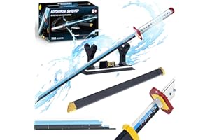 JORUMO Miecze zabójcy demonów kompatybilne z zestawami Lego dla dorosłych i dzieci, 99 cm miecz Tomioka Giyuu blok do budowania z pochwą i stojakiem, zabawka do budowania miecza anime, prezent dla zabójcy