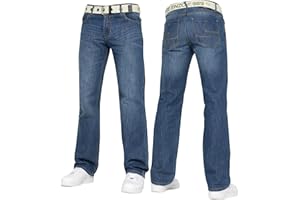 989Zé ENZO Mens Denim Straight Leg Jeans Trousers Regular Fit Stylish Fashion All Waist Sizes Free Belt