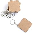 Ivei Diy Mdf Key Chains Wood Sheet Craft-Mdf Plain Square Shaped Key Chains For Painting Wooden Sheet Craft-Set Of 20-2 In X 2 In For Decoupage Mdf Plains,Resin Art Work & Decoration (Square) - Brown