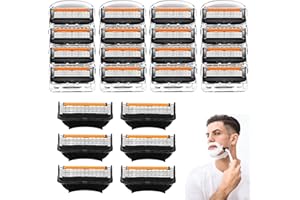 ISPARBOX Lames de Rasoir Fusion 5, 24Pièces Lames de Rasage Fusion 5 Homme, Lame Rasoirs 5-Couches Recharges, Compatibles avec Rasoir Fusion 5 Homme pour Nettoyer Barbe et Poils Corps