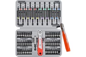 Hi-Spec Juego de Puntas de Destornillador y Taladro Largos de 75mm y 25mm Hexagonal y a Prueba de Manipulación Cr-V con Mango de Puntas y Adaptador para Taladro