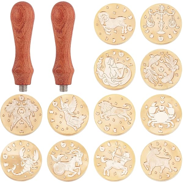 CRASPIRE Paw Print Wax Seal Stamp Set - 3 Brass Heads & Wooden Handle For Invitations & Cards