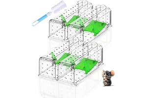 VCLOO 4 Pack Humane Mouse Traps Indoor Outdoor: Mouse Traps for indoor, Pets and Children Friendly, No Touch Release Mousetrap Includes Cleaning Brush, Washable, Reusable Rodent Mouse Trap No Kill