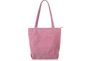 Tawdeez Corduroy Tote Bag for Women/Ladies/Girls,Cord Totes Bags Shoulder Bags with Zip/Pockets/Compartments,Large Capacity Handbags Shopping Bag for Work/School/College/Daily/Travel Use