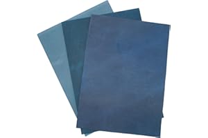 HAPPER STUDIO Rindsleder. Stärke 2mm. Pull-Up, Crazy Horse gewachstes Leder. A4 x 3 Stücke (Blau)