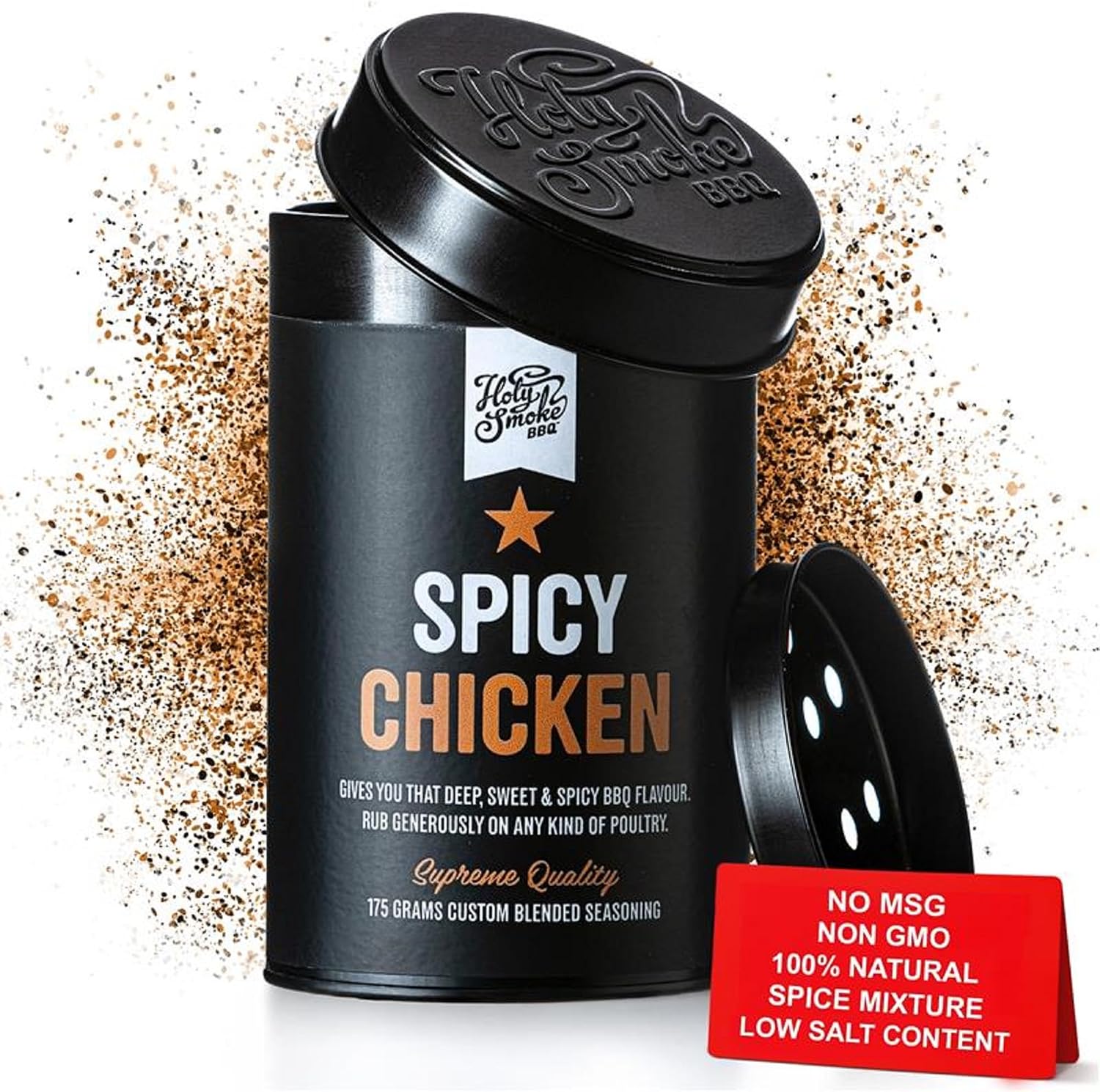 Spicy Chicken Rub Sazonador Especias Picantes para Barbacoa de Pollo Mezcla de Condimento Seco Marinada Seca pimientos para Carne y Bistec Cerdo Pavo Verdura sin gluten 175g