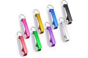 Huoberr Flaschenöffner Schlüsselanhänger, 8 Stück farbiger Metall-Flaschenöffner, multifunktionaler Flaschenöffner, kreativer Flaschenöffner für Bier, Dosen