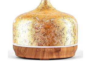 Porseme Diffusore di aromi, 500 ml, diffusore di vetro soffiato a bocca, per oli essenziali, grande umidificatore ad ultrasuoni, silenzioso, 7 colori LED per camera da letto, ultime 15-21 ore, senza