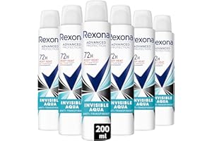 REXONA - Déodorant Femme Invisible Aqua - Spray Anti-transpirant - Advanced Protection - Parfum Frais et Floral - Protection 72h (lot de 6x200ml)
