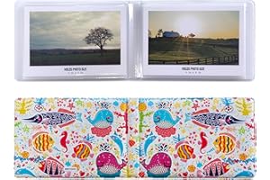 WEYEAH Petit album photo de 10x15 cm, couvertures en cuir végétalien doux au toucher avec impression unique et belle, 32 poches intérieures robustes et transparentes (style 6)