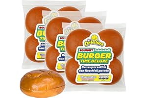 MR. DOBELINA Mr.Dobelina Gourmet Potato Roll Buns, 3 Confezioni da 4x80g, 11cm, Bun Morbidi Made in Italy, Soffici e Gustosi, Ideali per Hamburger Americani, Smash Burger e Sandwich Creativi