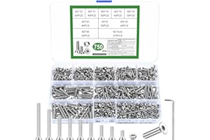 MYHONGLE 750 Stück M3 Schrauben Set, Senkkopfschrauben Muttern Set, Edelstahl Innensechskantschrauben und Muttern, Maschinenschrauben Sortiment, Zylinderschrauben mit Muttern, Gewindeschrauben Set (750 M3)