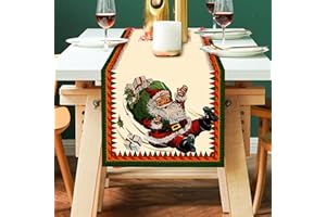 Party-Poter Tischläufer Weihnachten - Weihnachten Tischläufer Weihnachtsmann | Tischläufer Weihnachten Grün | Sander Tischläufer Weihnachten | Weihnachten Tisch Dekoration | Tischläufer Weihnachten