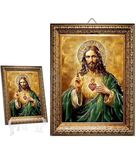 Dicksons Quadro In Legno Sacro Cuore Di Gesù Con Alone Dorato, 8x10 Pollici, Ritratto Religioso