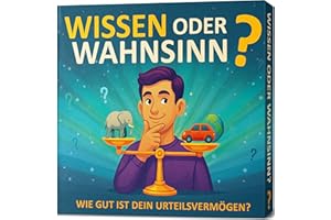 Wissen oder Wahnsinn – Wie gut ist dein Urteilsvermögen I Geniale Fragen, verblüffende Antworten I Das besondere Quiz - Spiele für Erwachsene & Teenager I ab 2 Personen I Mehr oder Weniger - Ratespiel