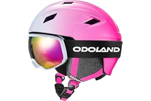 Odoland Kit casco da sci con occhiali da sci, casco da snowboard per uomini donne adolescenti bambini, casco da sci regolabile e occhiali da sci UV400
